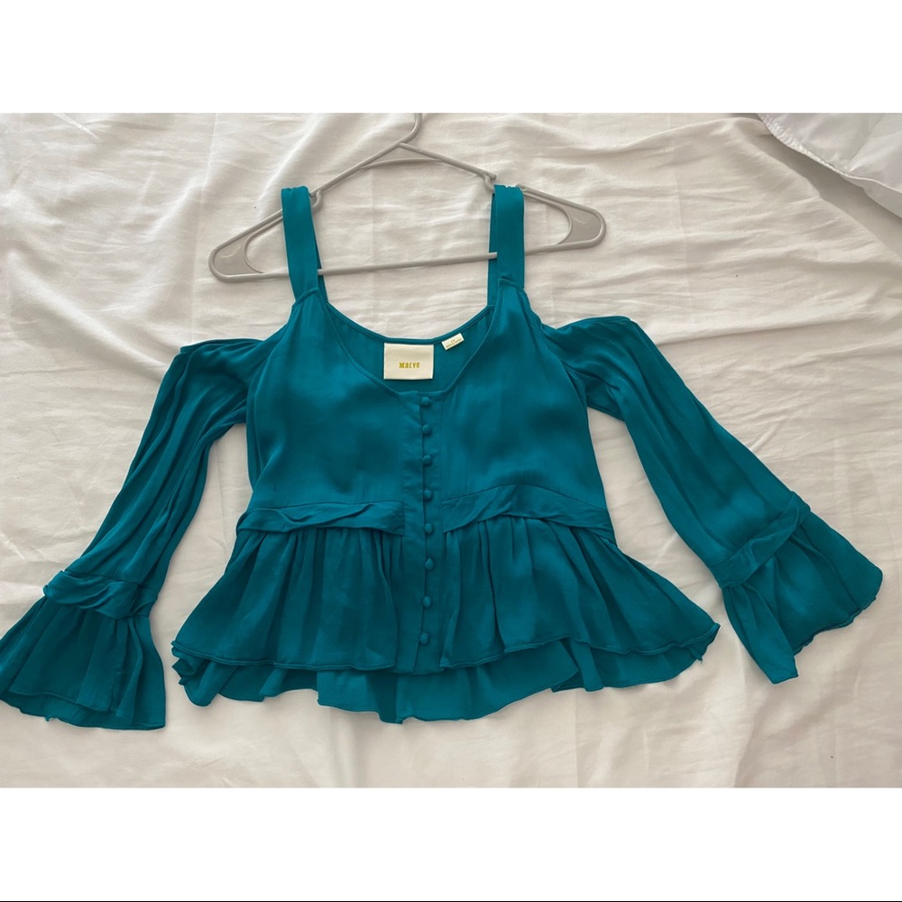Urban Outfitters Satin Teal Blouse